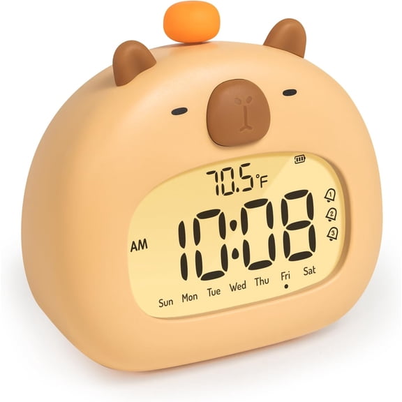 Capybara Alarm Clock, Digital Alarm Clock for Kids, Cute Capybara Stuff for Bedrooms, Rechargeable Dimming Night Light, Boys, Girls Alarm Clock Cute Funny Gift