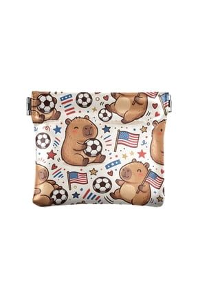 Capybara American Flag Wallet Small PU Leather Change Pouch Wallet for Women