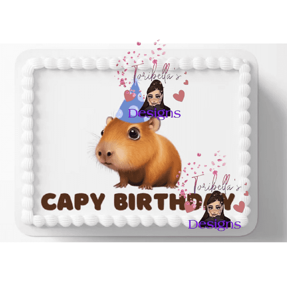Capybara Animal Image Edible Cake Topper Frosting Sheets Funny Edible Image You Add To Your Own Cake Columbian Cute Capybara Meme Capy Birthday 10" by 8"