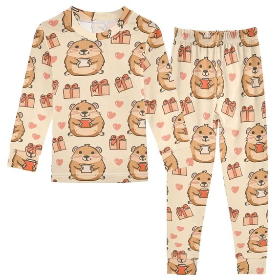 Capybara Animal Pattern Cotton Pajamas 2 Piece Set Sleepwear Soft and Comfortable Homewear Nightwear