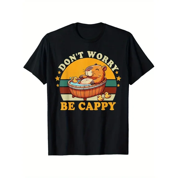 Humorous Be Inspired Capybara Animal Rodent Capybara Dont Be Worry Be Capy Funny T-Shirt ...