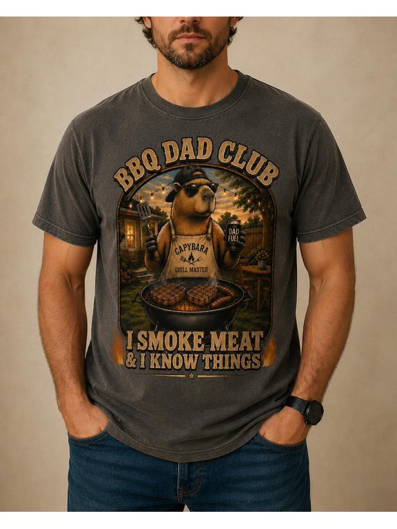Capybara BBQ Dad T-Shirt, Grill Master Graphic Tee, Vintage Animal Shirt, Funny Backyard Barbecue Tee