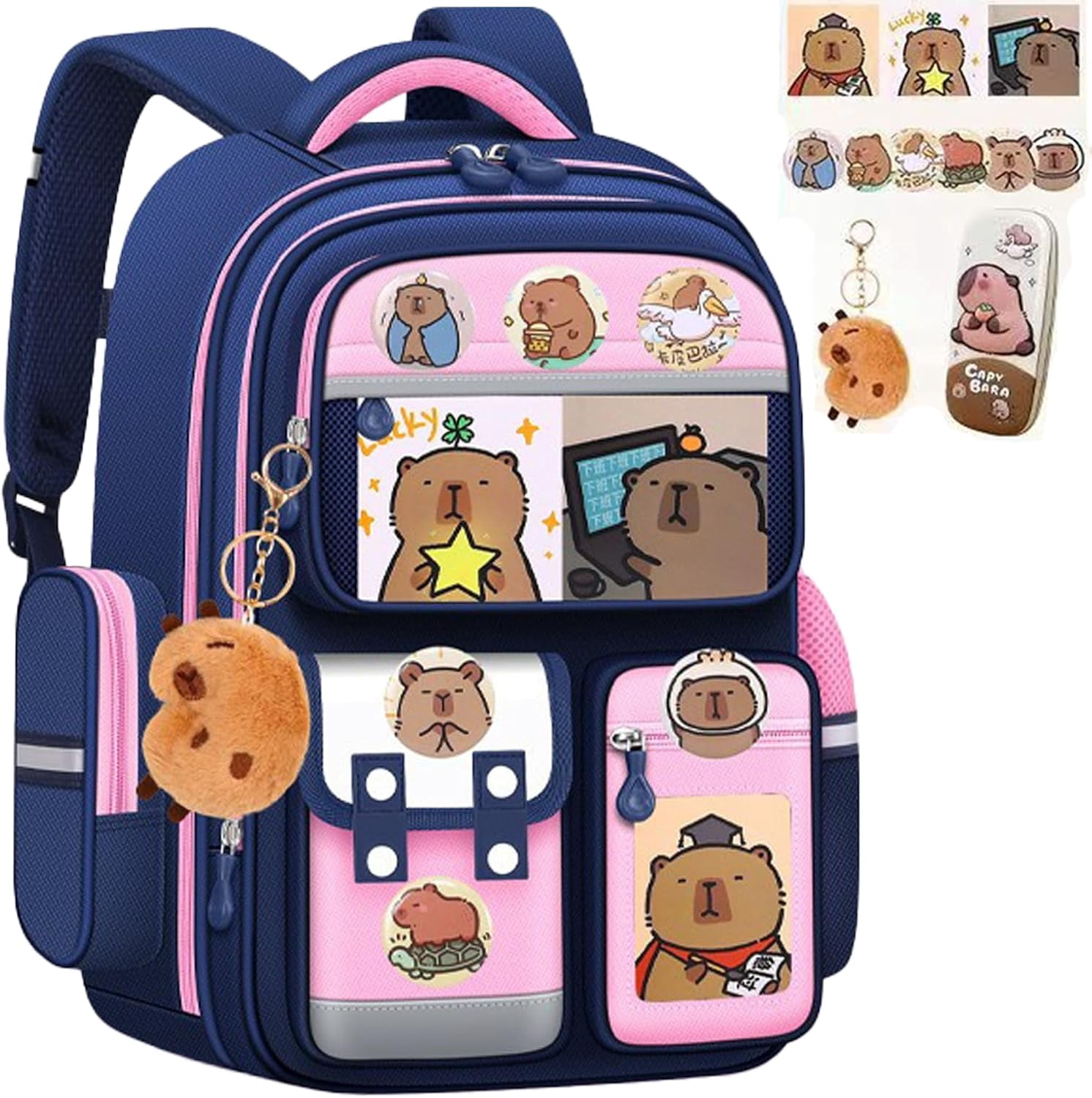Capybara Backpack,Cute Kawaii Cartoon Backpack, Funny Kids Backpacks ...