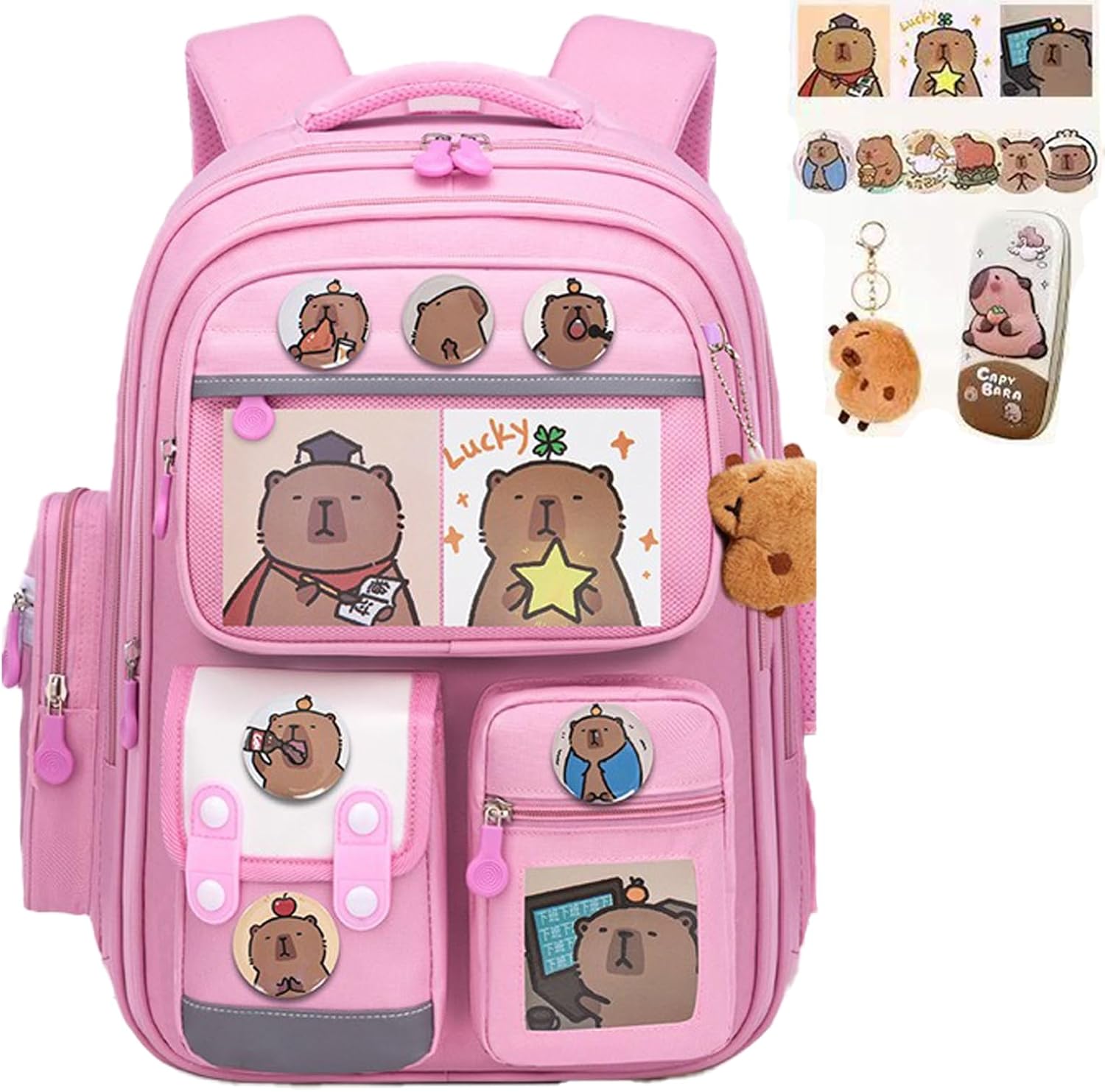 Capybara Backpack,Cute Kawaii Cartoon Backpack, Funny Kids Backpacks ...