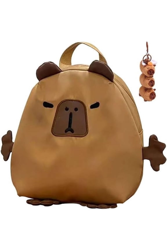 Capybara Backpack+Cute Pendant，10 Inch Bookbag Durable Casual Bag with Adjustable Straps,Travel Bag for Birthday Gifts (B Small)