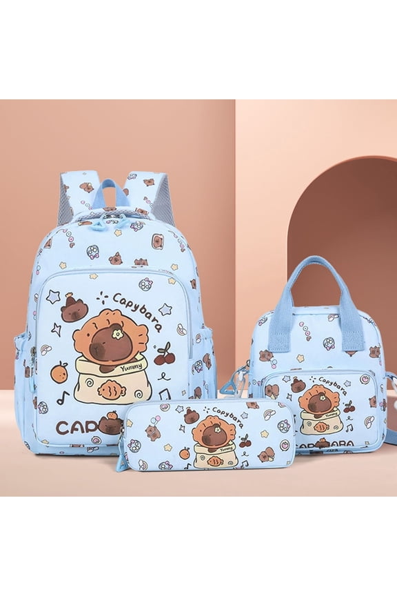Backpack Set Cute Cartoon School Bag Large Capacity Bookbag With Adjustable Straps Lightweight Travel Daypack Multi Pocket Storage Organizer Durable Casual Backpack Set