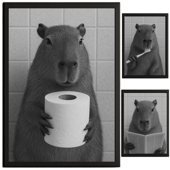 TheNameStore Capybara Bathroom Decor Farmhouse Photo Picture 8.5 x 11 Wall Art Art Prints Set of 3