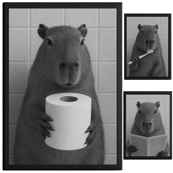 TheNameStore Capybara Bathroom Decor Farmhouse Photo Picture 8.5 x 11 Wall Art Art Prints Set of 3
