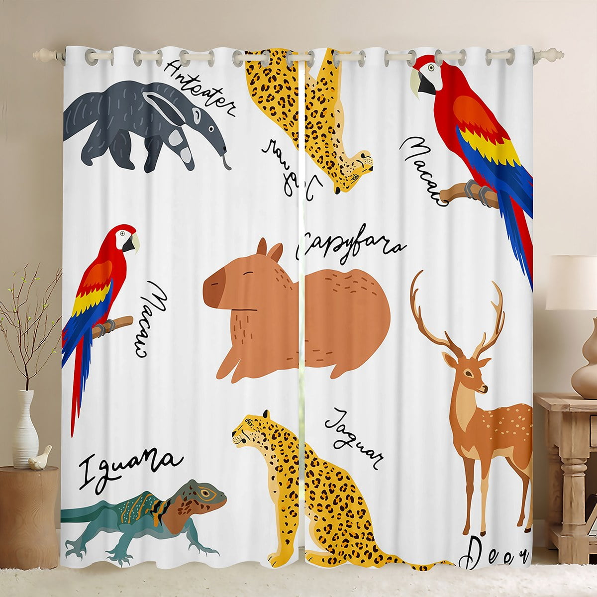 Capybara Blackout Curtains Rodent Animals Capybara Curtains for Boys