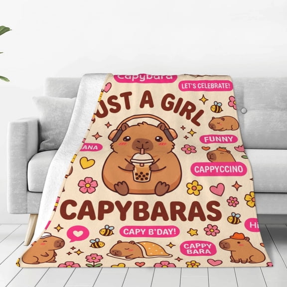 Capybara Blanket, Capybara Gifts for Animal Lovers, Soft Cozy Warm Fluffy Fuzzy Flannel Throw, Home Decor 50x40