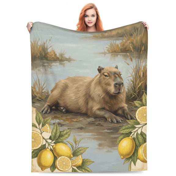 Capybara Blanket - Cute Animal Design Flannel Throw Blanket, Soft Cozy Warmth Bedding for Couch Bed 50x40