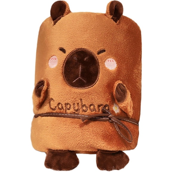 Capybara Blanket Cute Fluffy Capybara Rolled Blanket Cartoon Animal Throws Soft Keep Warm Bed Blankets for Sofa Bedroom Travel Living Room