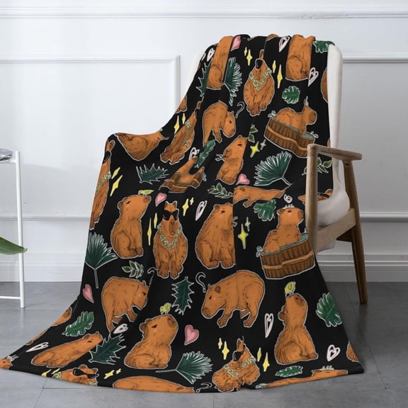 Capybara Blanket Gift for Girls Boys Kids Animals Lovers 80"x60" Fuzzy Soft Cozy Cute Capybaras Blankets Soft Throws Warm Lightweight Plush Flannel Throw Blanket Bed Couch Sofa Women Men Gift