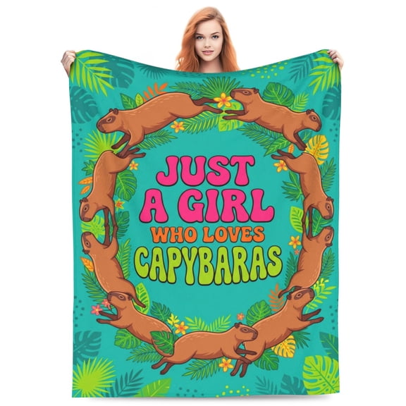 Capybara Blanket for Camping Travel, Forest Wildlife Animal Flannel Throw, Cozy Warm Lodge Decor Gifts for Men Women 50x40