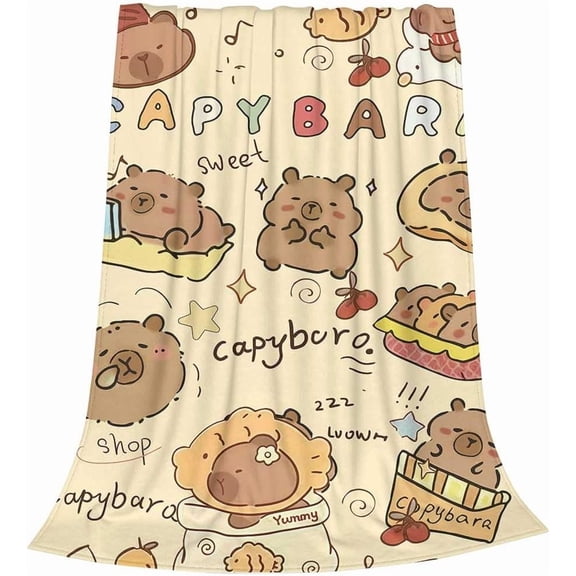 Capybara Blankets Flannel Plush Capybara Throw Blanket for Couch Nap Blanket Soft Fuzzy Bed Blanket Fluffy Capybaras Blankets Home Decor