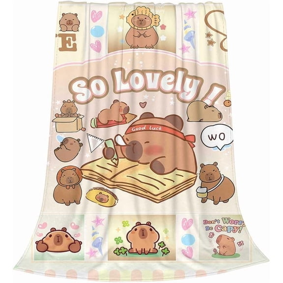 Capybara Blankets Flannel Plush Capybara Throw Blanket for Couch Nap Blanket Soft Fuzzy Bed Blanket Fluffy Capybaras Blankets Home Decor