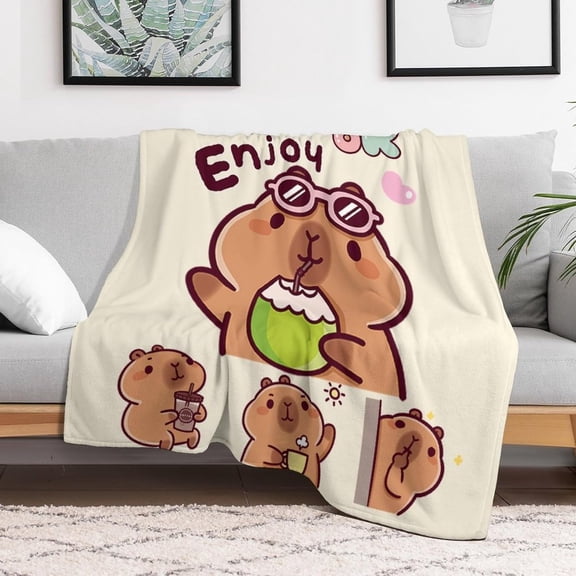 Capybara Blankets Flannel Plush Capybara Throw Blanket for Couch Nap Blanket Soft Fuzzy Bed Blanket Fluffy Capybaras Blankets Home Decor