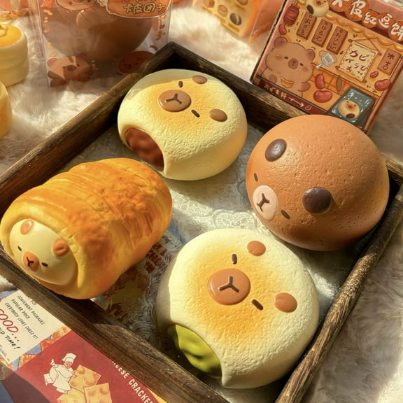 Capybara Bread Slow Rising Squishy, Anti Stress Ball for Adults, ASMR Sensory Fidget Squeeze Ball for Office Desk & Anxiety Relief