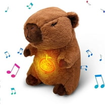 YSZZYSM Capybara Breathing Stuffed Animal, Anxiety Relief, Soothing Music Lights, Portable, Uses three AAA batteries (batteries to be provided by the user)