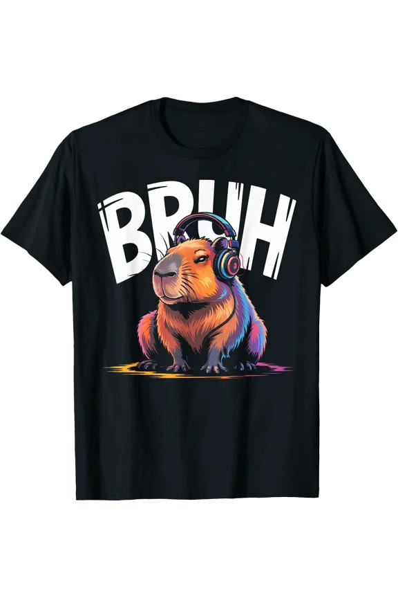 Capybara Bruh Headphone Video Game T-Shirt