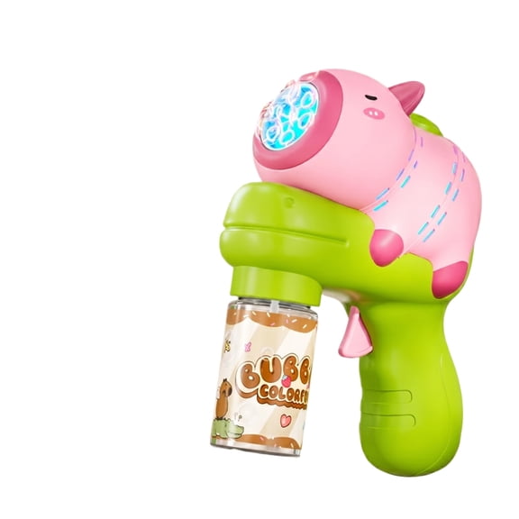 Capybara Bubble Blower, Automatic Bubble Machine with 50ml Bubble Solution, Handheld Bubble Maker with Lights and Sound for Outdoor Party Carnival Wedding Events (Pink)