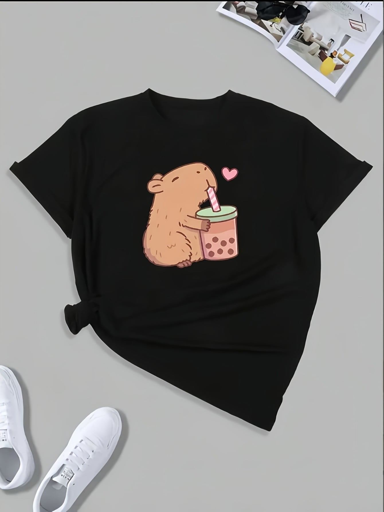 Capybara Bubble Tea Cute Casual TShirt
