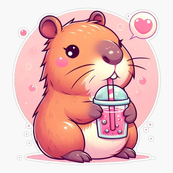 Capybara Bubble Tea Sticker
