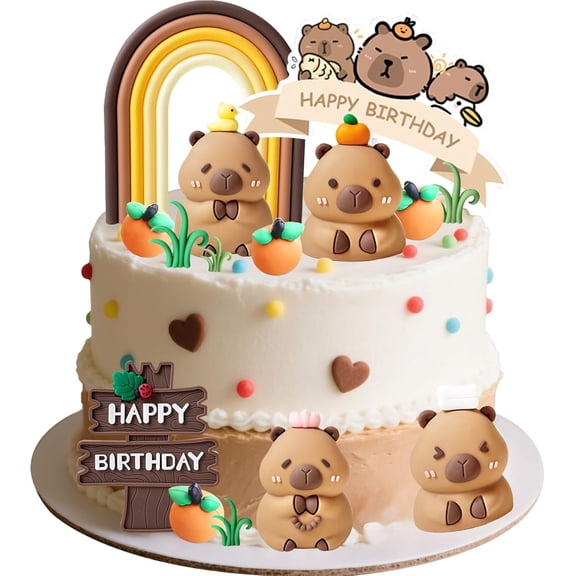 Capybara Cake Toppers Mini Blowfish Party Supplies for Capybara Birthday Party Supplies Shower Favors