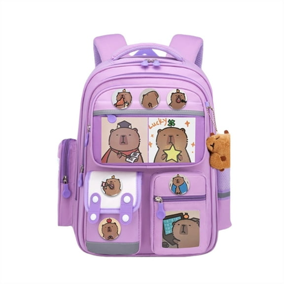 Capybara Cartoon Backpack Large Capacity Oxford Fabric Elementary School Bag Suitable For School And Short Trips