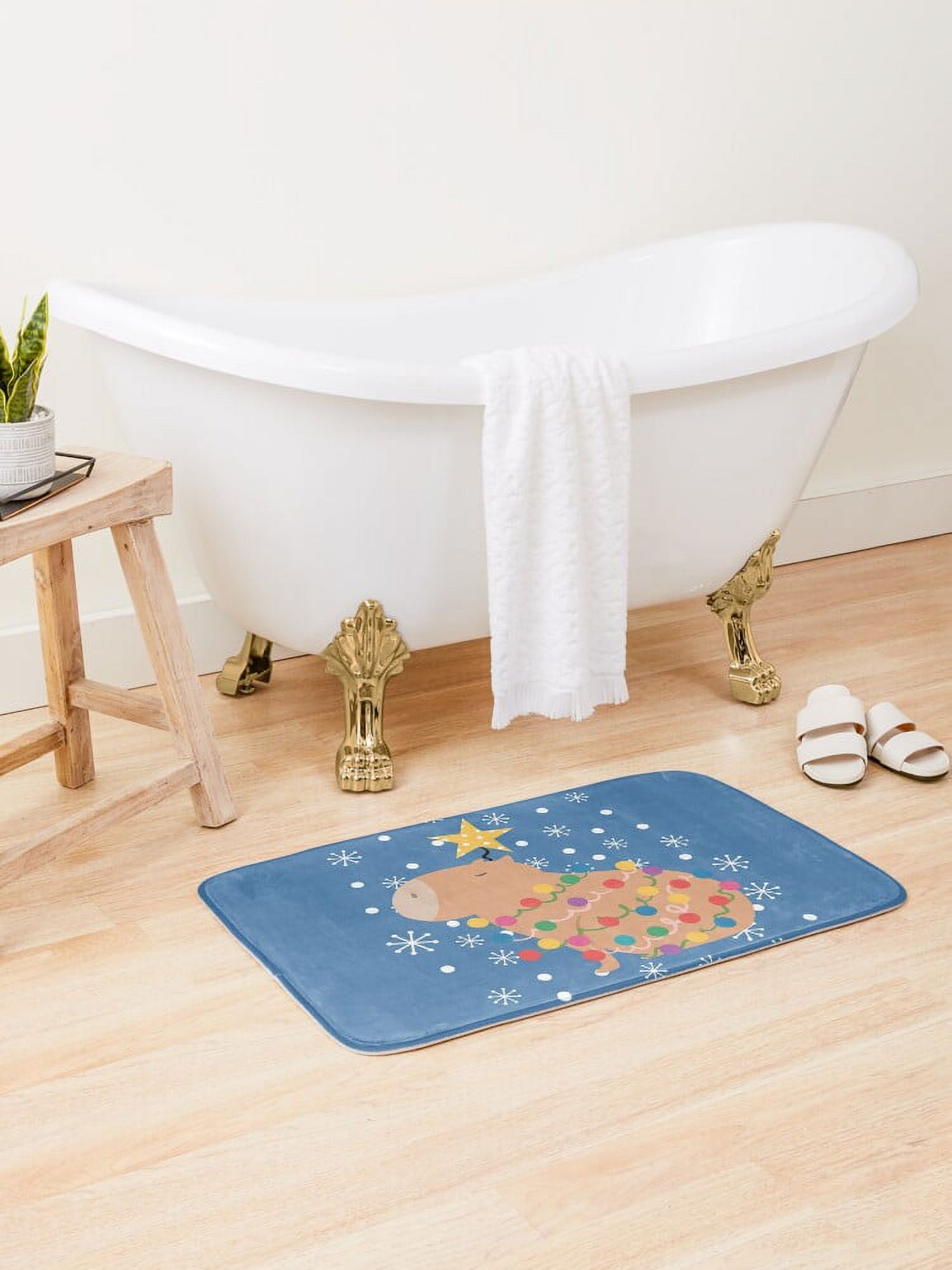 Capybara Christmas Tree Bath Mat Funny Doormat for Door Kitchen