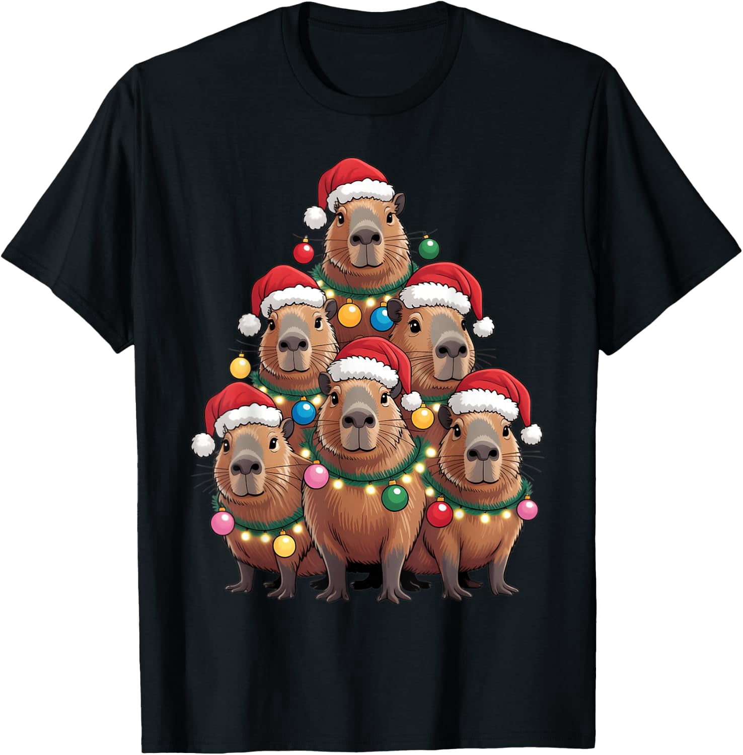 Capybara Christmas Tree St Nick Cute Xmas Boys Men T-Shirt - Walmart.com