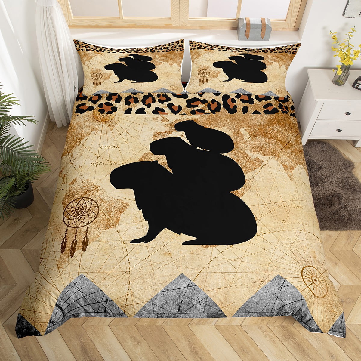 Capybara Comforter Cover Dream Catchers Bedding Set for Women Adult