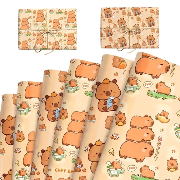 12 Sheets Cute Party Wrapping Paper, Cozy Animal Themed Design, for Gift Packaging & Decorative Party Supplies, 76×52cm