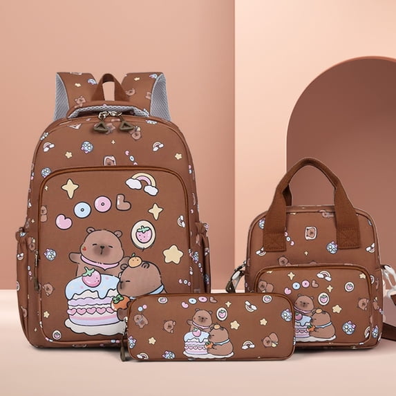 Capybara Design Backpack Double Shoulder Straps Spacious Compartment Lightweight Durable Daily Use Bag 14.96x11.02x5.12 inch(Brown)