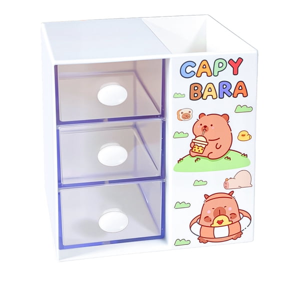 Capybara Desk Organizer Pen Holder Cartoon Container Pen Holder for Desk Cute Pencil Cup Pot Makeup Brush Holder Mini Box,Office Ideal Gifts for Christmas Birthdays