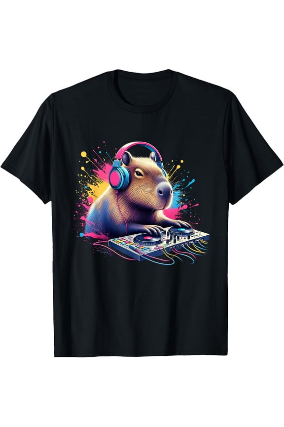 Capybara Dj Djing Edm Funky Dance Club T-Shirt