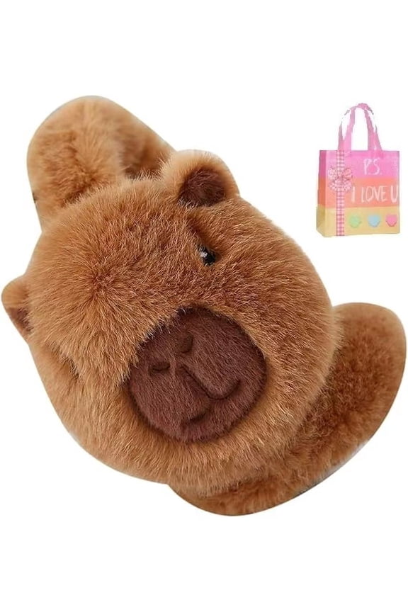 Capybara Ear Muffs for Winter - Plush Animal Earmuffs Cute Foldable, Warm Ear Covers for Women Men, Cold Weather Gear for Outdoor Hiking Skiing School Office Travel(XX)