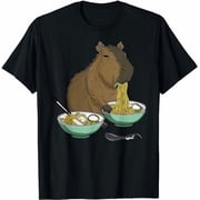 Capybara Eating Ramen Noodles Anime T-Shirt
