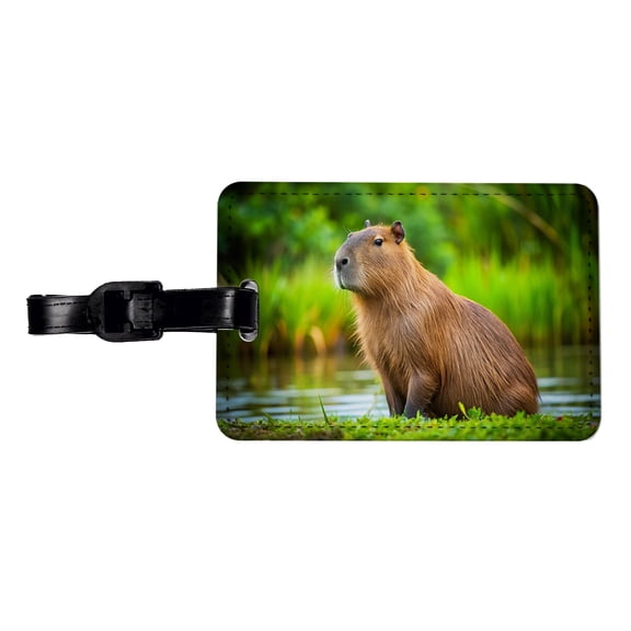 Capybara Faux Leather Travel Luggage Tag