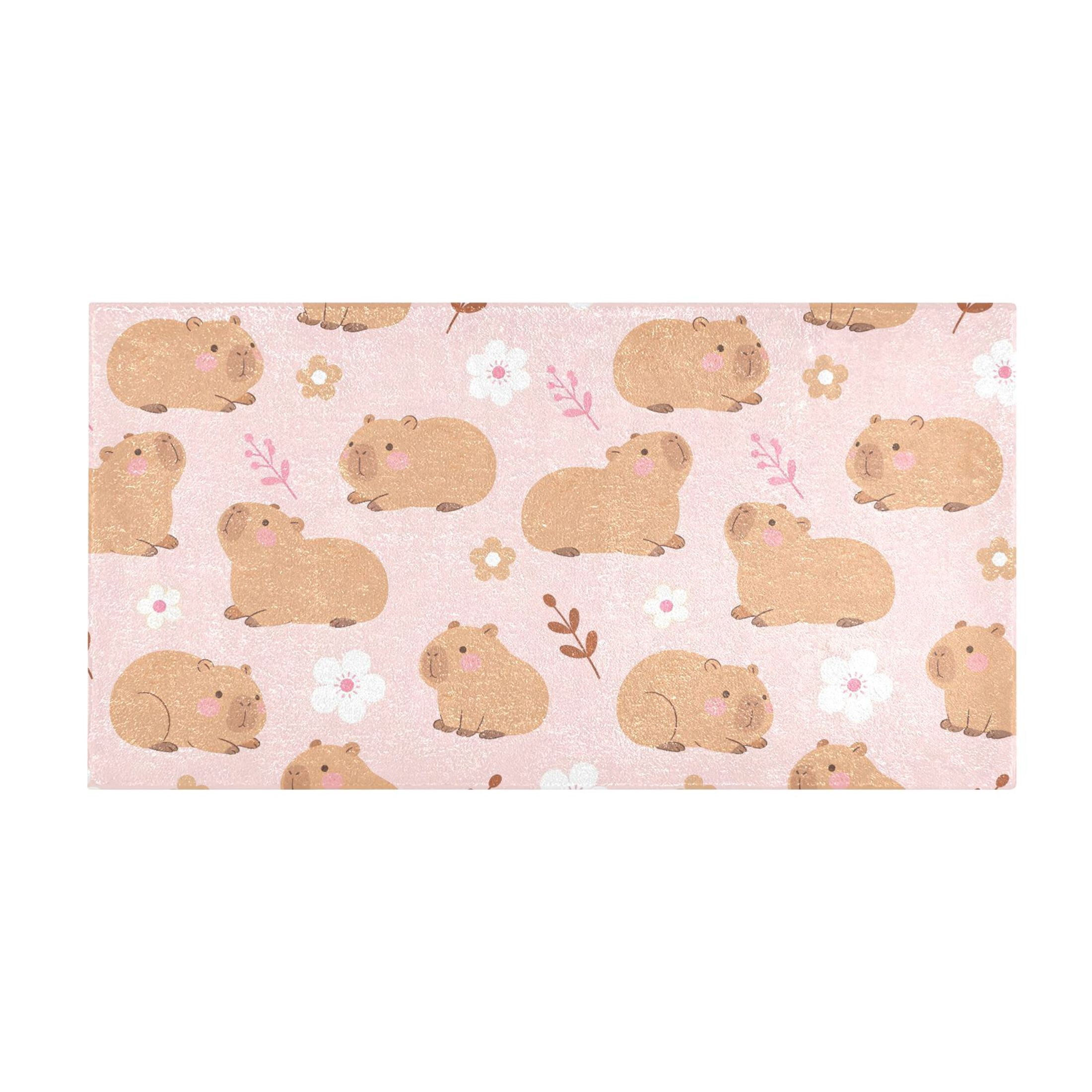 Capybara Flower Bath Mat 39x20 Inch Soft Absorbent Non-Slip Plush ...