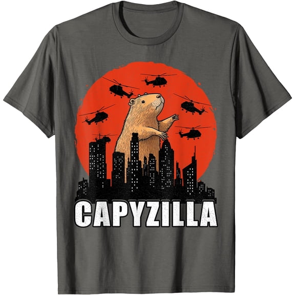 Capybara Funny Rodent Capyzilla Funny Unisex T-Shirt for Men Women Kids Toddler,Charcoal Color,Size 5/6