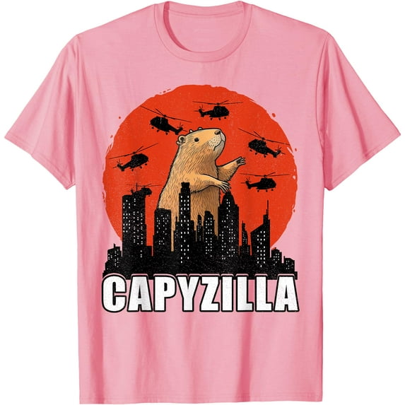 Capybara Funny Rodent Capyzilla Funny Unisex T-Shirt for Men Women Kids Toddler,Light Pink Color,Size 4XL