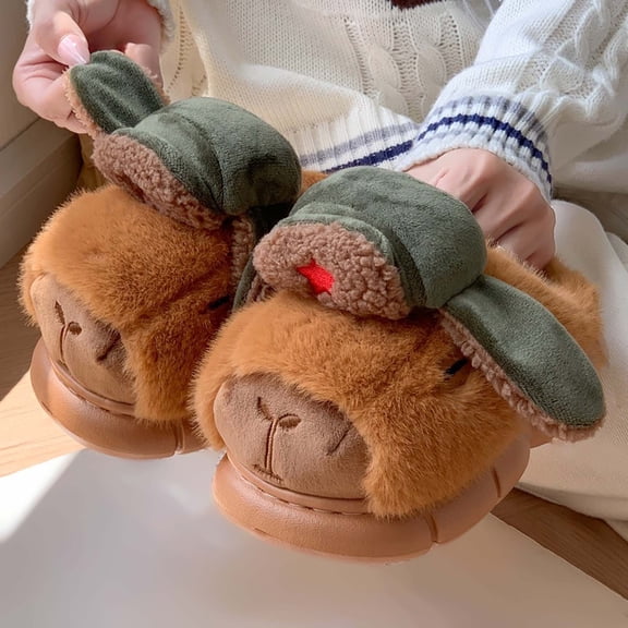 Capybara Funny Slippers For Women Cartoon Cute Fluffy Slippers Soft Memory Foam Indoor Slippers Birthday Gifts For Women Yellow 41