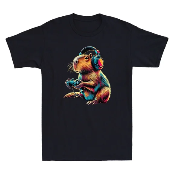 Capybara Funny Video Games Capybara Graphic Novelty Men's Short Sleeve T-Shirt Size S-3XL
