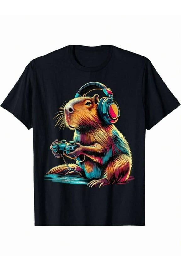 Capybara Funny Video Games Capybara T-Shirt Christmas Gifts For Teens Boys Men Family YYQ 180g