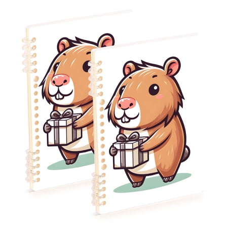 Capybara Gift Ring Binder Notebook Journey Note Diary College Ruled Spiral Notebook Study Loose Leaf Paper A5 60 Pages