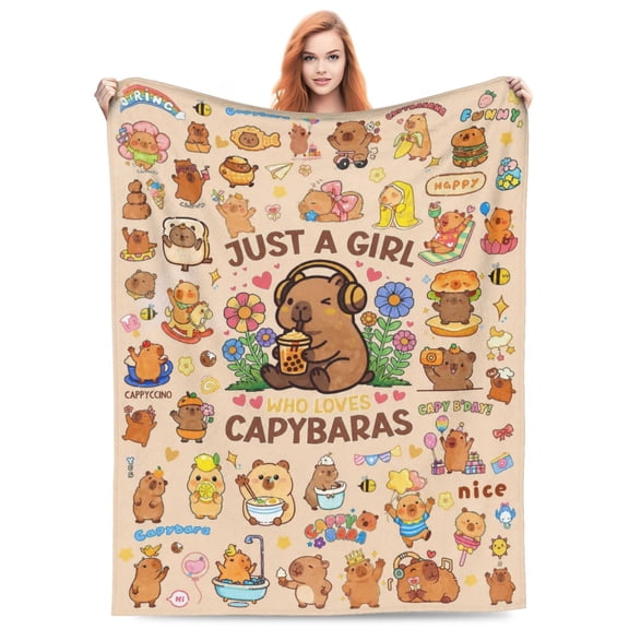 Capybara Gifts Blanket for Kids Girls Boys Adults Animals Lovers, Flanne Throw Blanket, Soft Cozy, Warmth, Fluffy Fuzzy Blankets for Couch, Bed, Travel, Living Room, Home, Decor 50x40