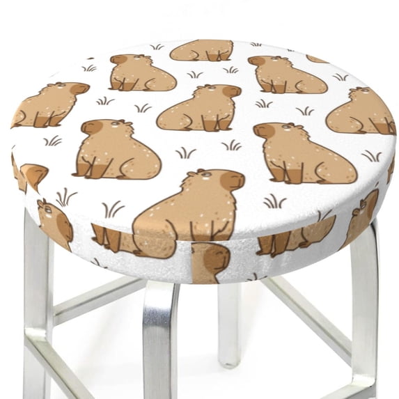 Capybara Grass Round Bar Stool Seat Covers, Elastic Round Chair Cover Stool Seat Slipcover Bar Stool Cushions Round Pad for 12-14 inch