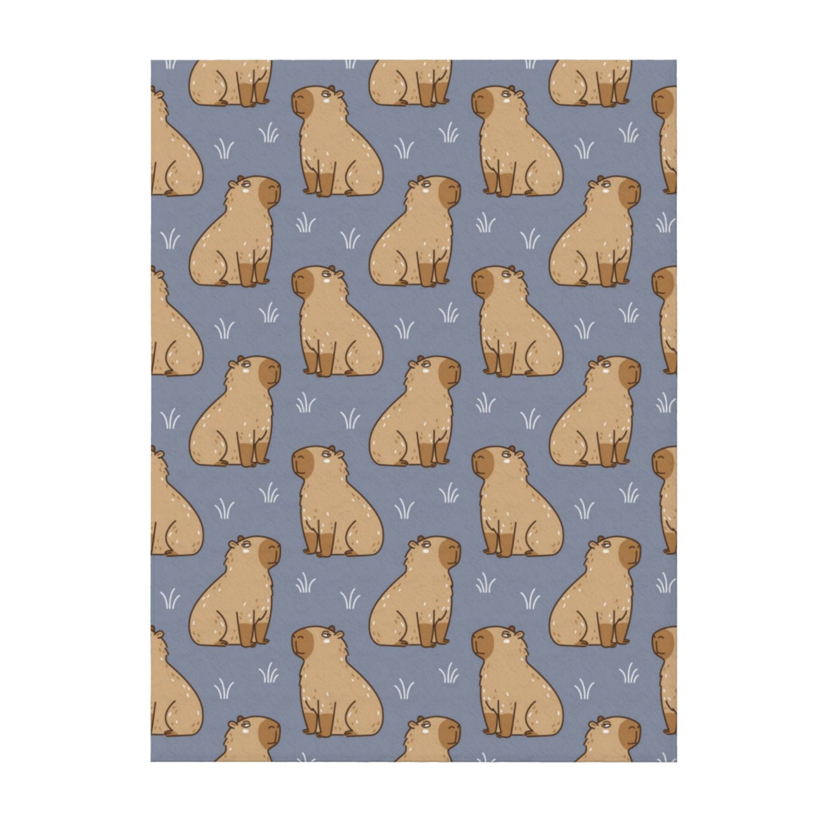 Capybara and Grass Throw Blanket for Couch Sofa and Bed, Super Soft