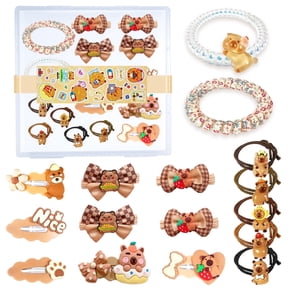 Capybara Hair Accessories Gift Set Includes Hair Clips,Hair Bow,Hair Ties,perfect for Birthdays Christmas,Parties,Sleepovers & Makeovers,Capybara Gifts for Women